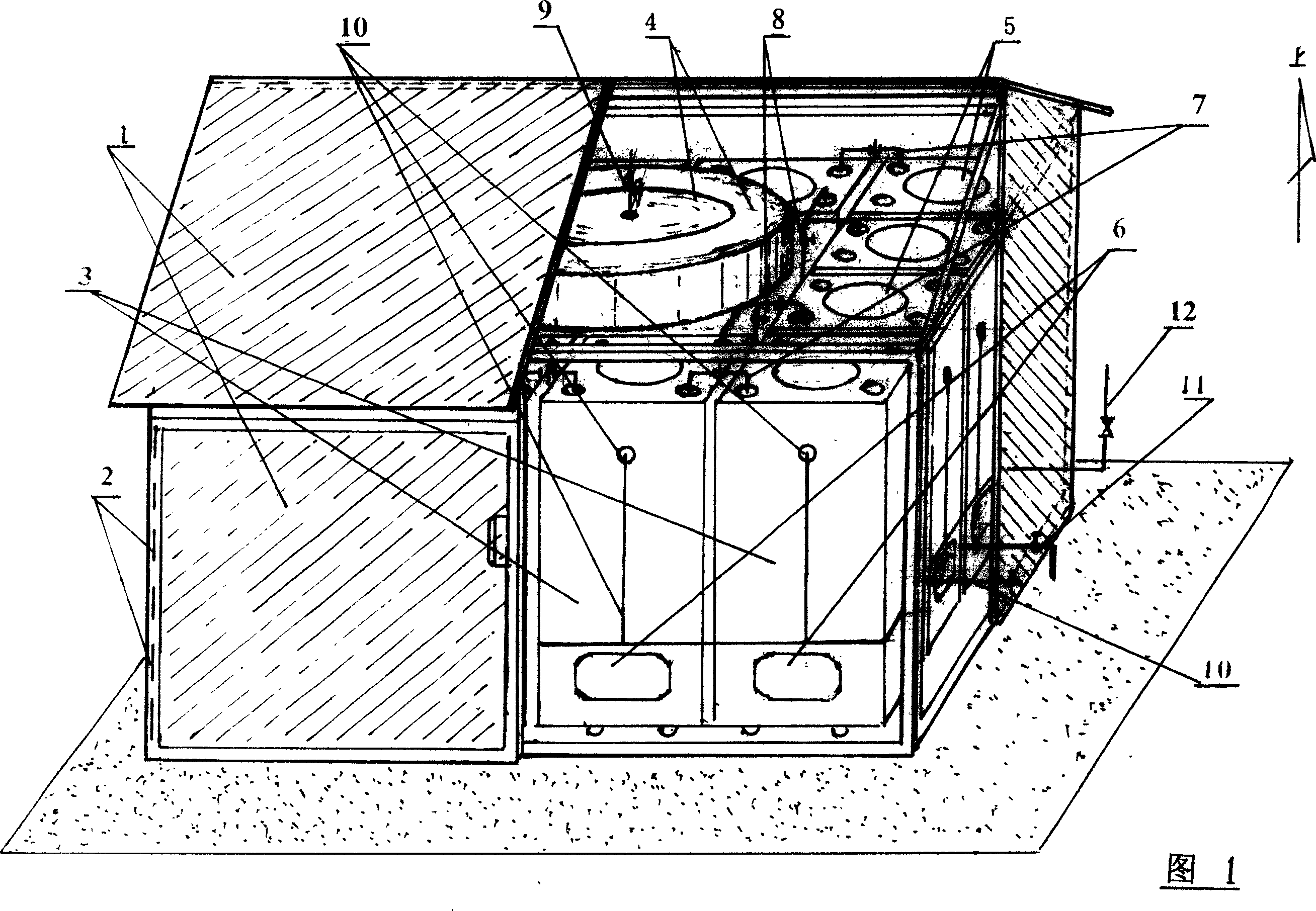 Marsh gas production device combined of standardized mechanism unit containers