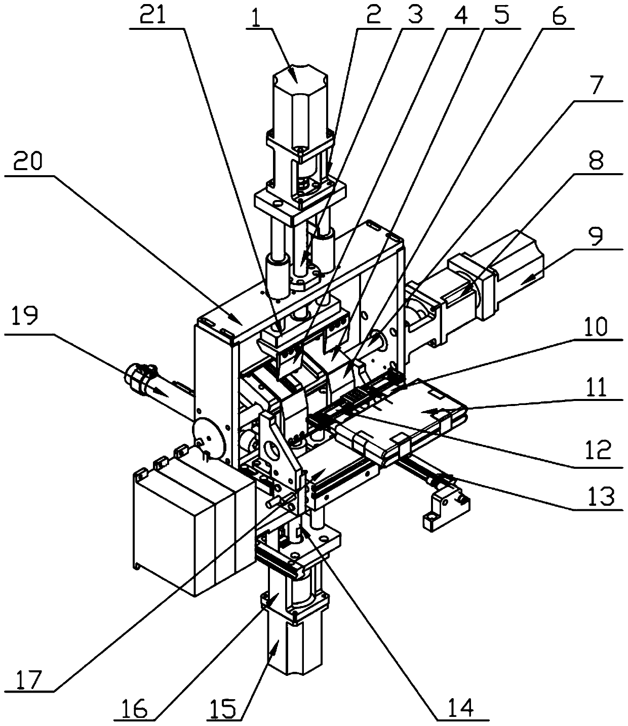 Power battery tab automatic bending mechanism and its working method