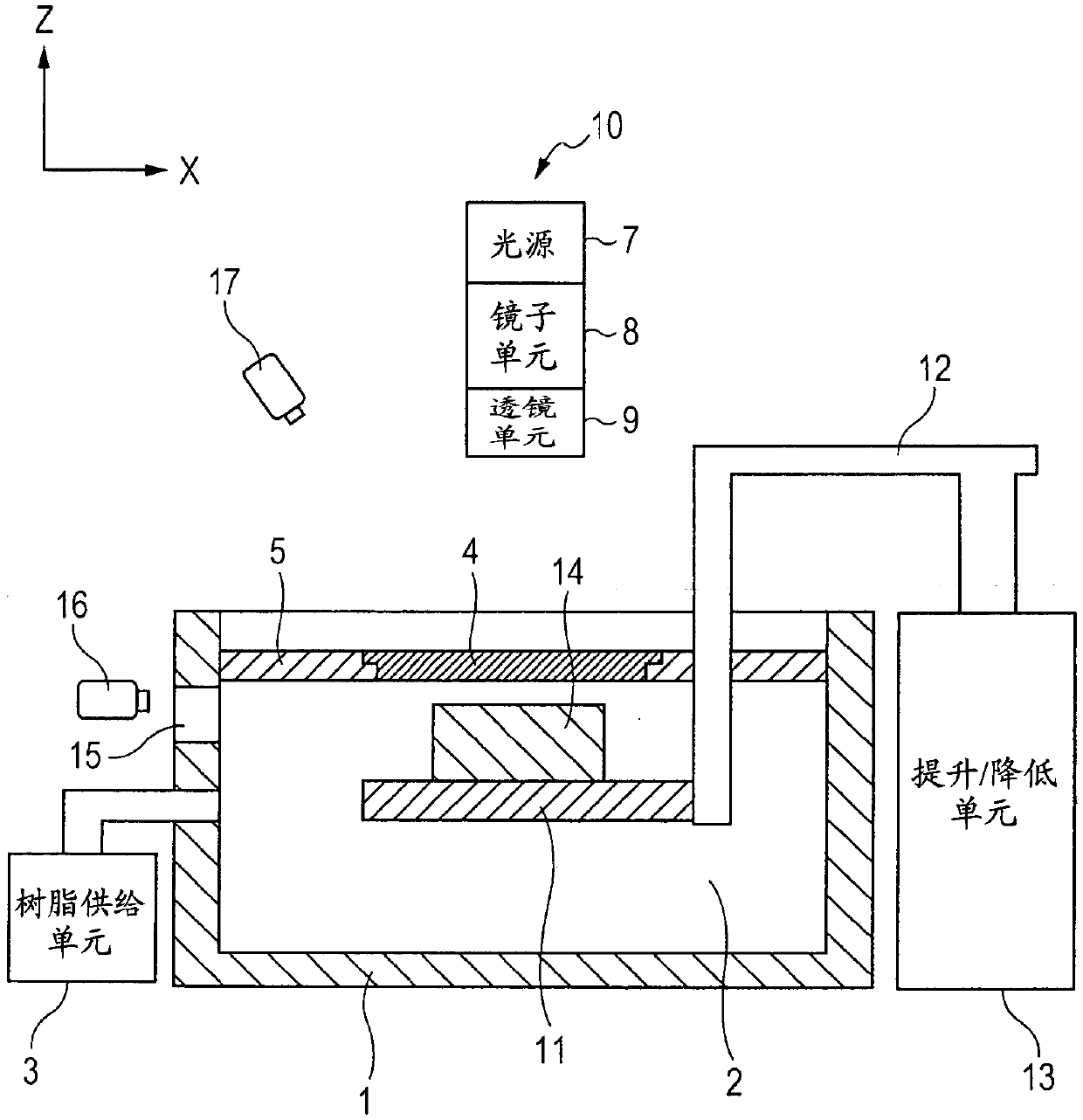 Three-dimensional manufacturing apparatus, three-dimensional manufactured object producing method, and container for three-dimensional manufacturing apparatus