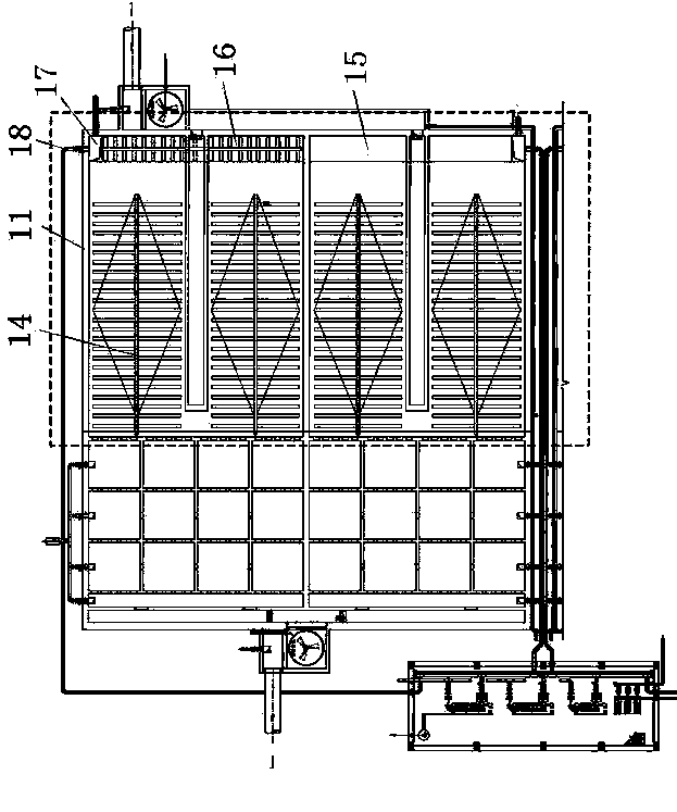 Inclined tube or inclined plate sedimentation pool having sludge concentration function, and sludge discharging method thereof