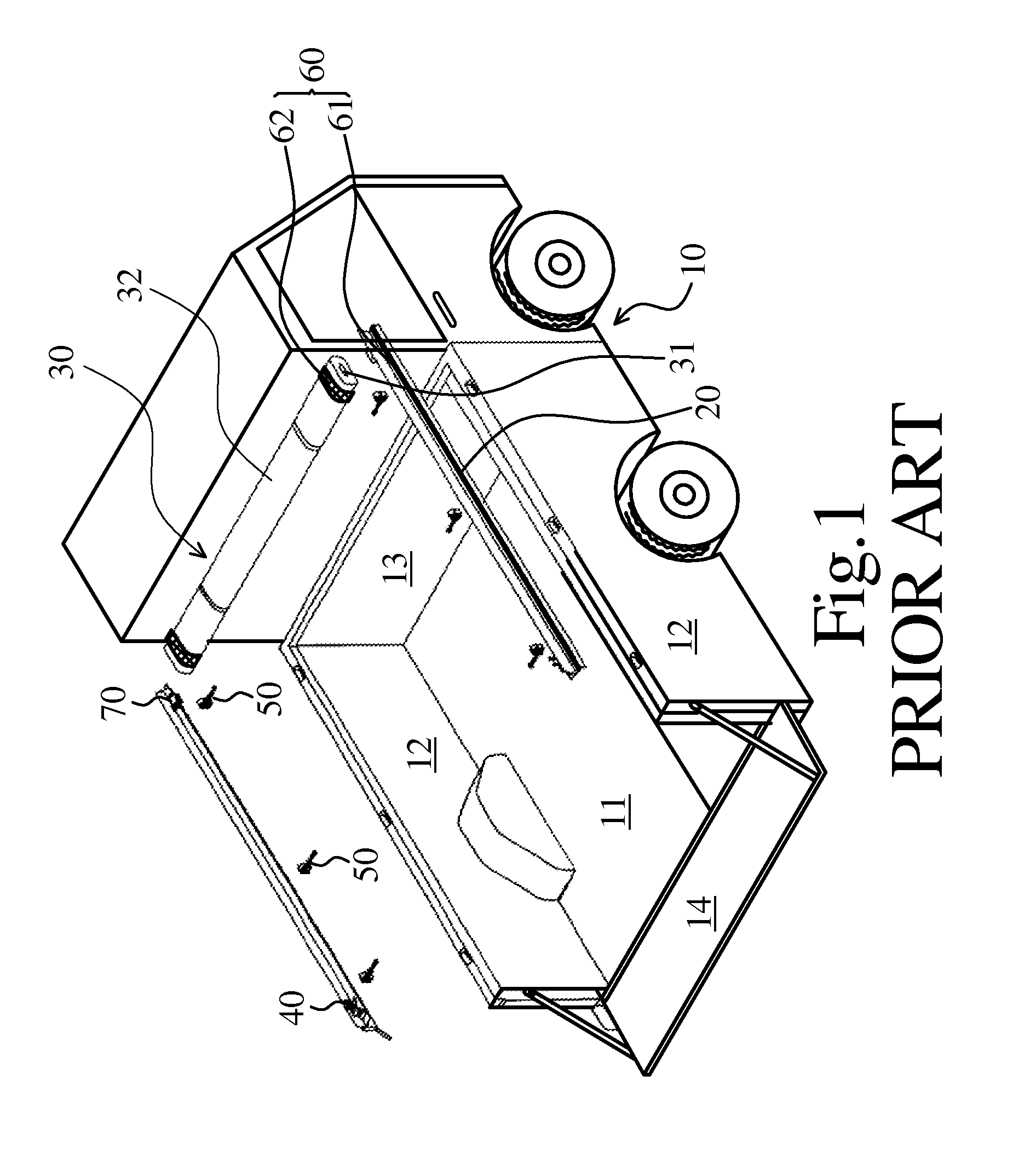 Side fastening assembly for flexible tonneau cover system of pick-up truck