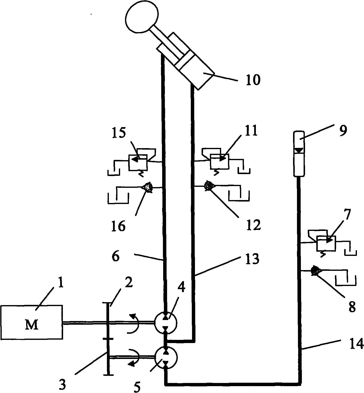 Gravitational potential energy recovery device during descending of engineering machinery movable arm
