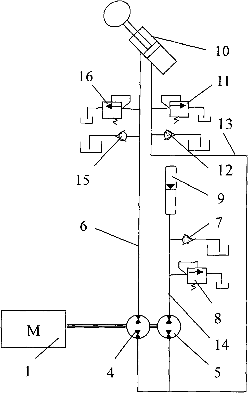 Gravitational potential energy recovery device during descending of engineering machinery movable arm