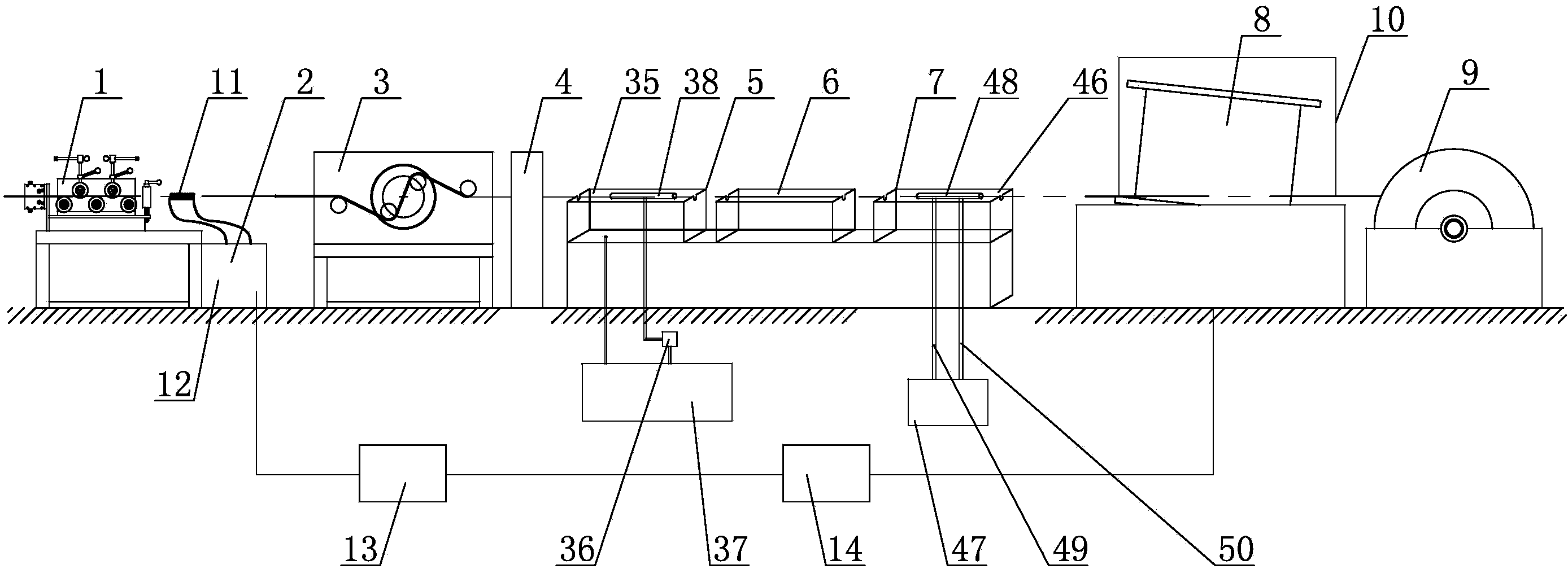 Steel strand production device and electrolysis phosphating technology