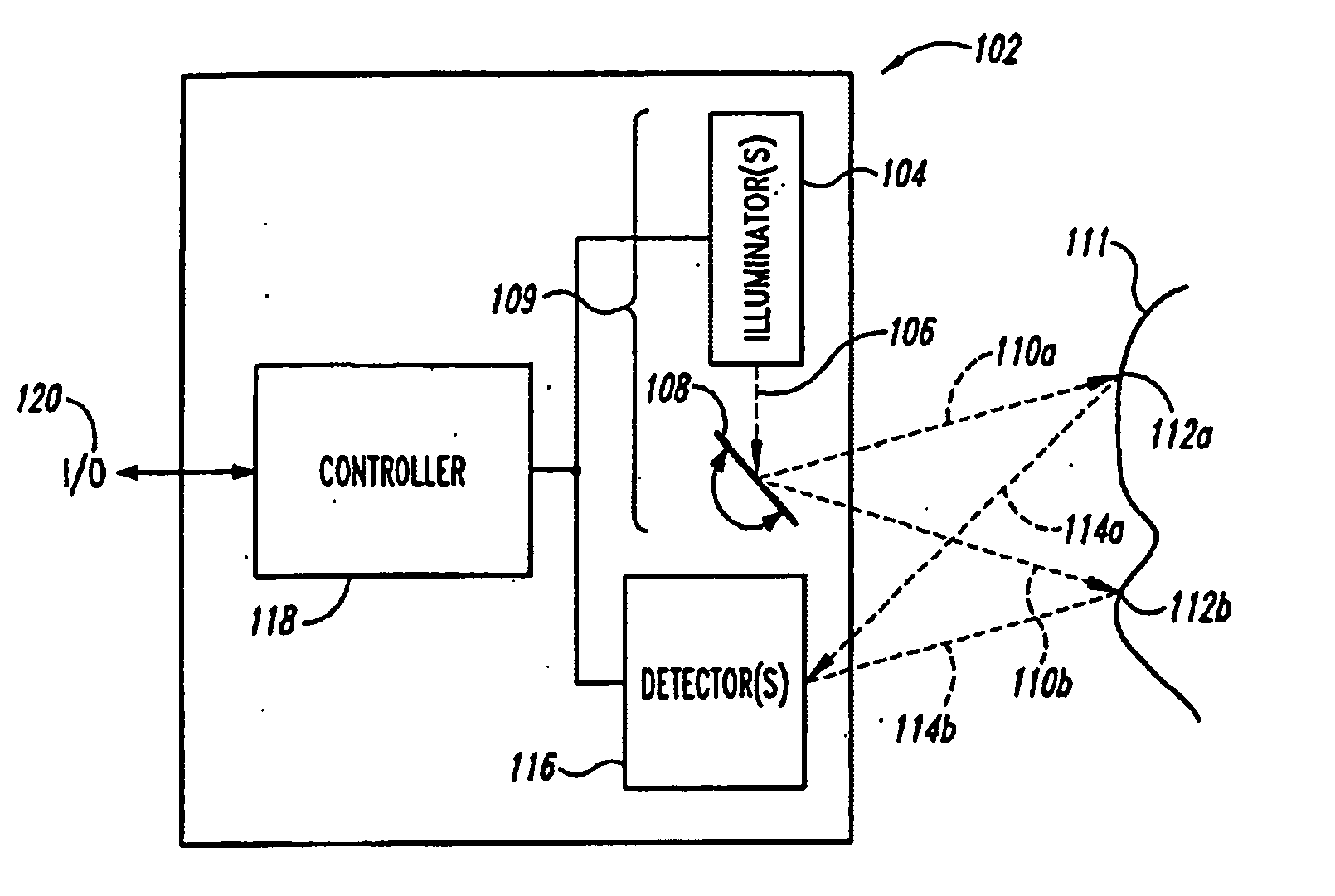 Apparatus and method for projecting a variable pattern of electromagnetic energy