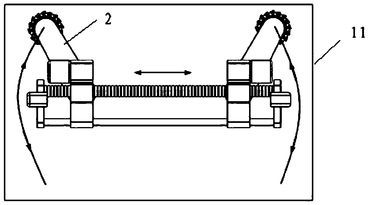 Lane cutting device and heading machine