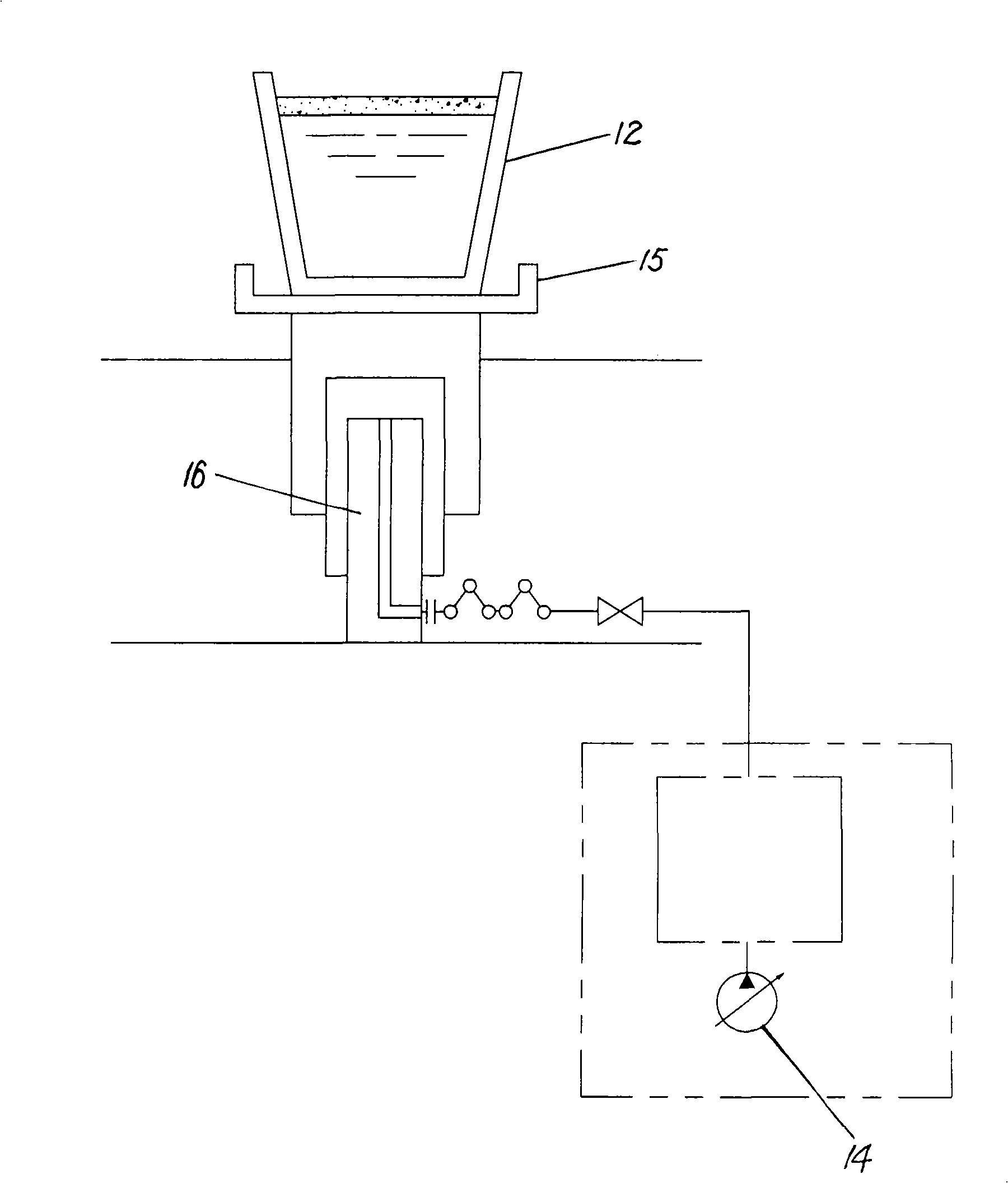 Ladle lifting hydraulic system using vacuum circulation degassing method