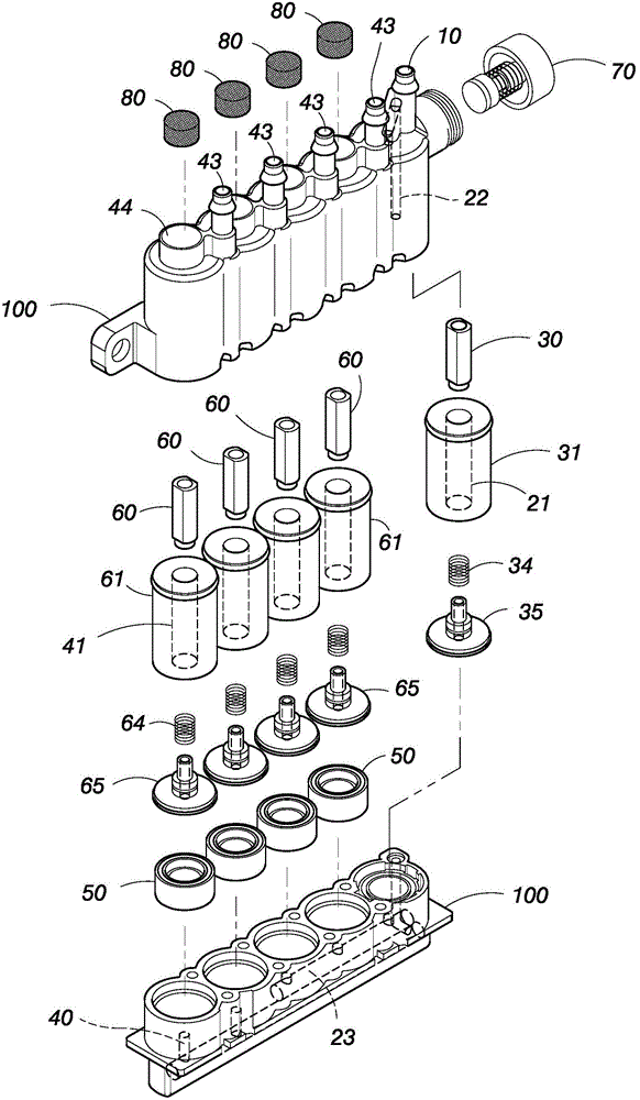 Combined-type distributing valve group