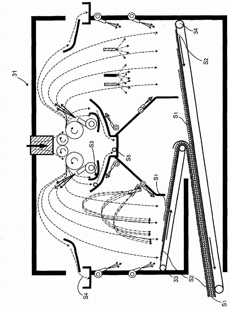 Device and method for elutriating and gluing wood chips