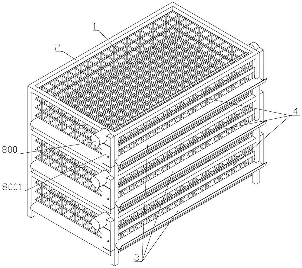 A meat duck breeding cage with adjustable feeding height