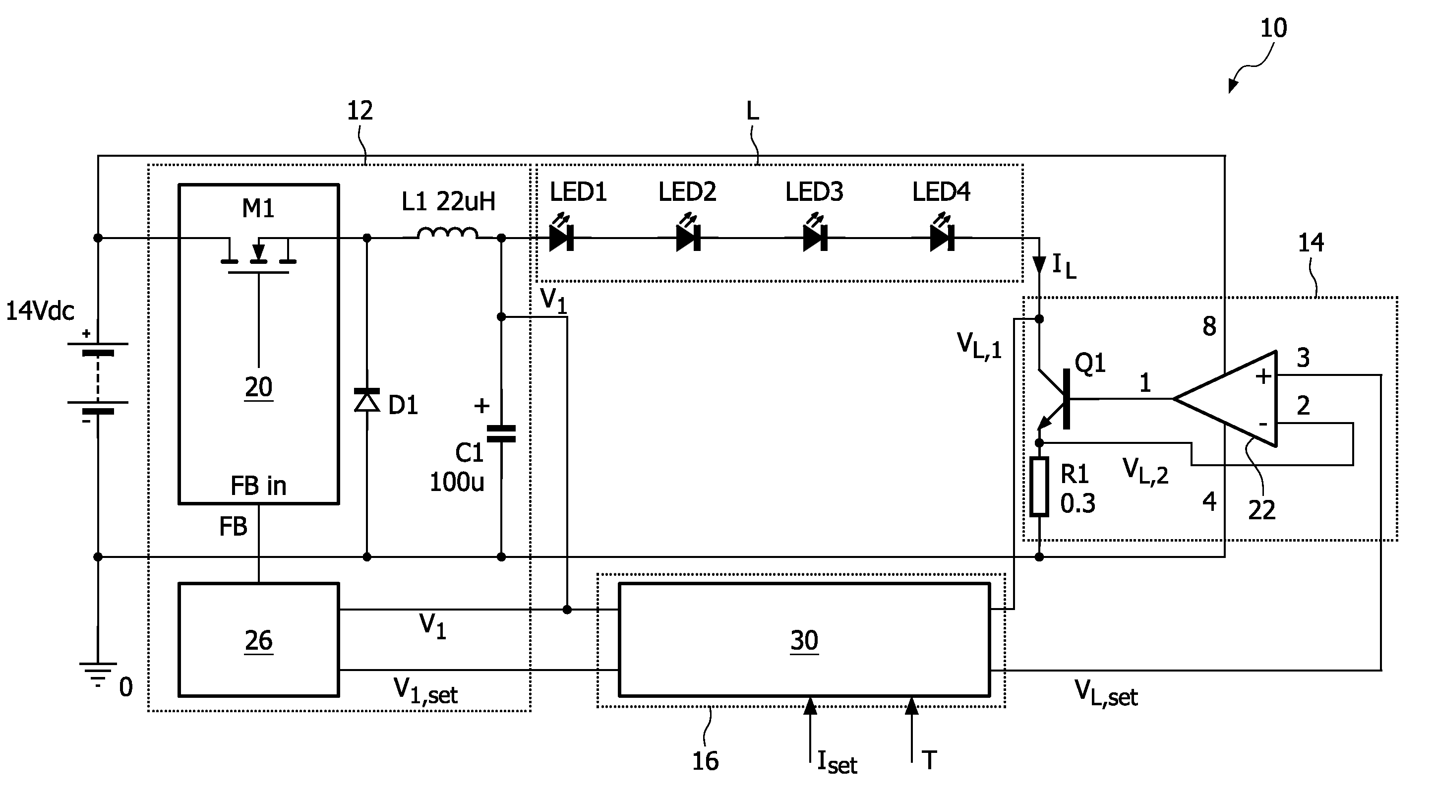 Driver circuit for loads such as LED, OLED or LASER diodes