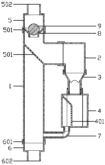 Device for secondary separation of impurities from water in water drainage system of vegetable basin