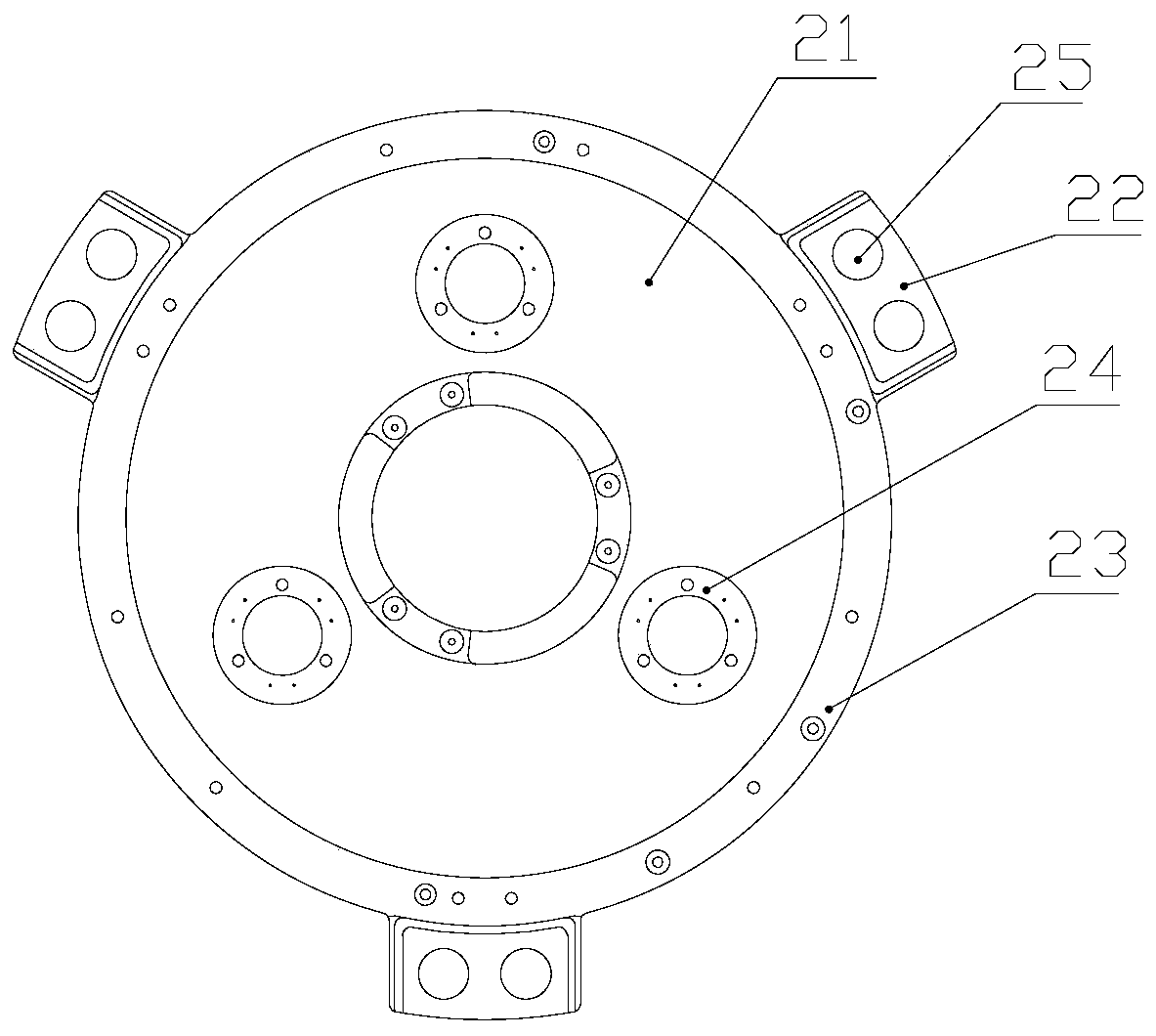 Light space camera main force-bearing device with focusing function