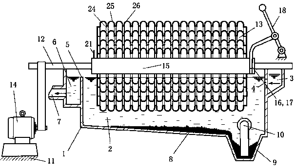 A sewage sedimentation tank with inner and outer nested bellows groups and its operation method