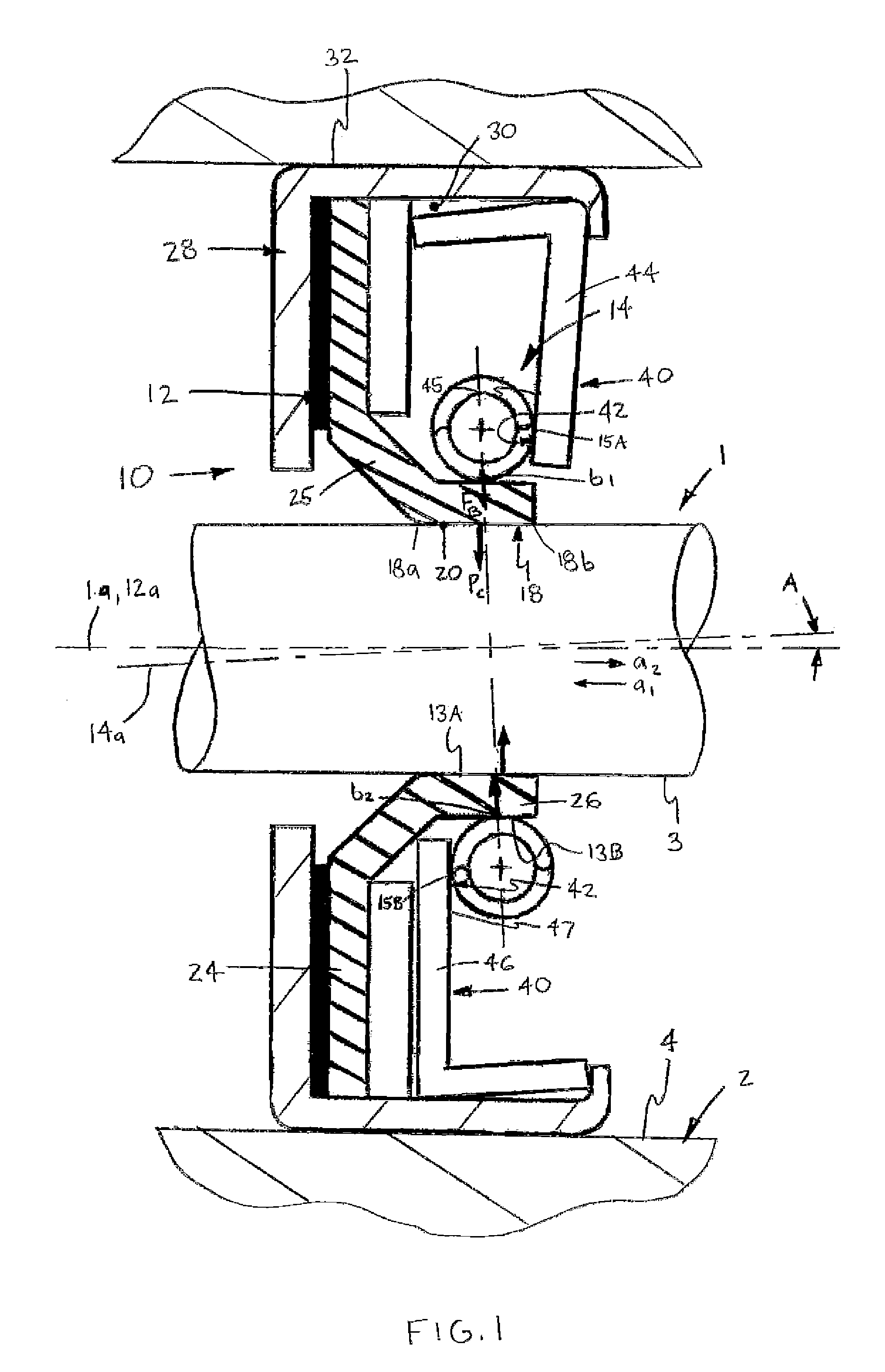Pumping seal assembly with angled spring