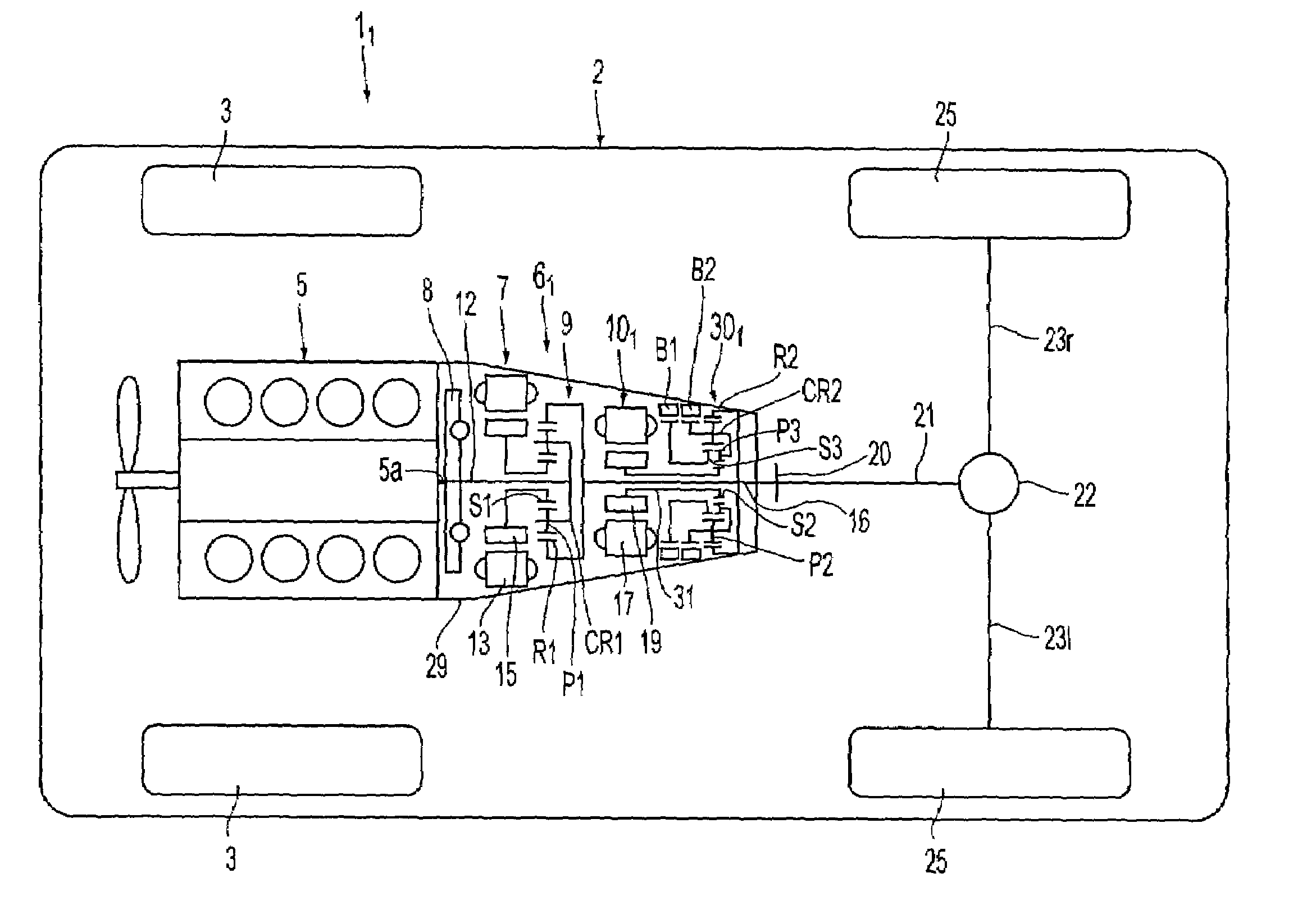 Hybrid drive system and vehicle equipped therewith