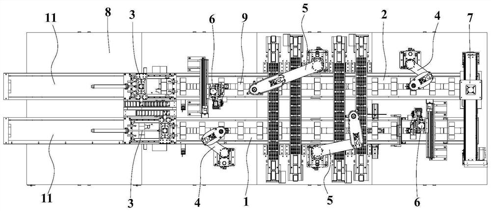 Automatic sensor component-adhering assembly line and component-adhering method