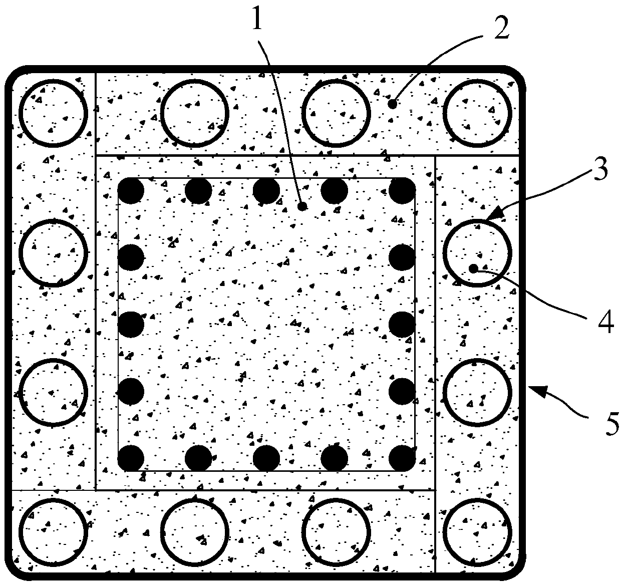 Prefabricated in-fill concrete small-bore FRP tube reinforced concrete column structure and method