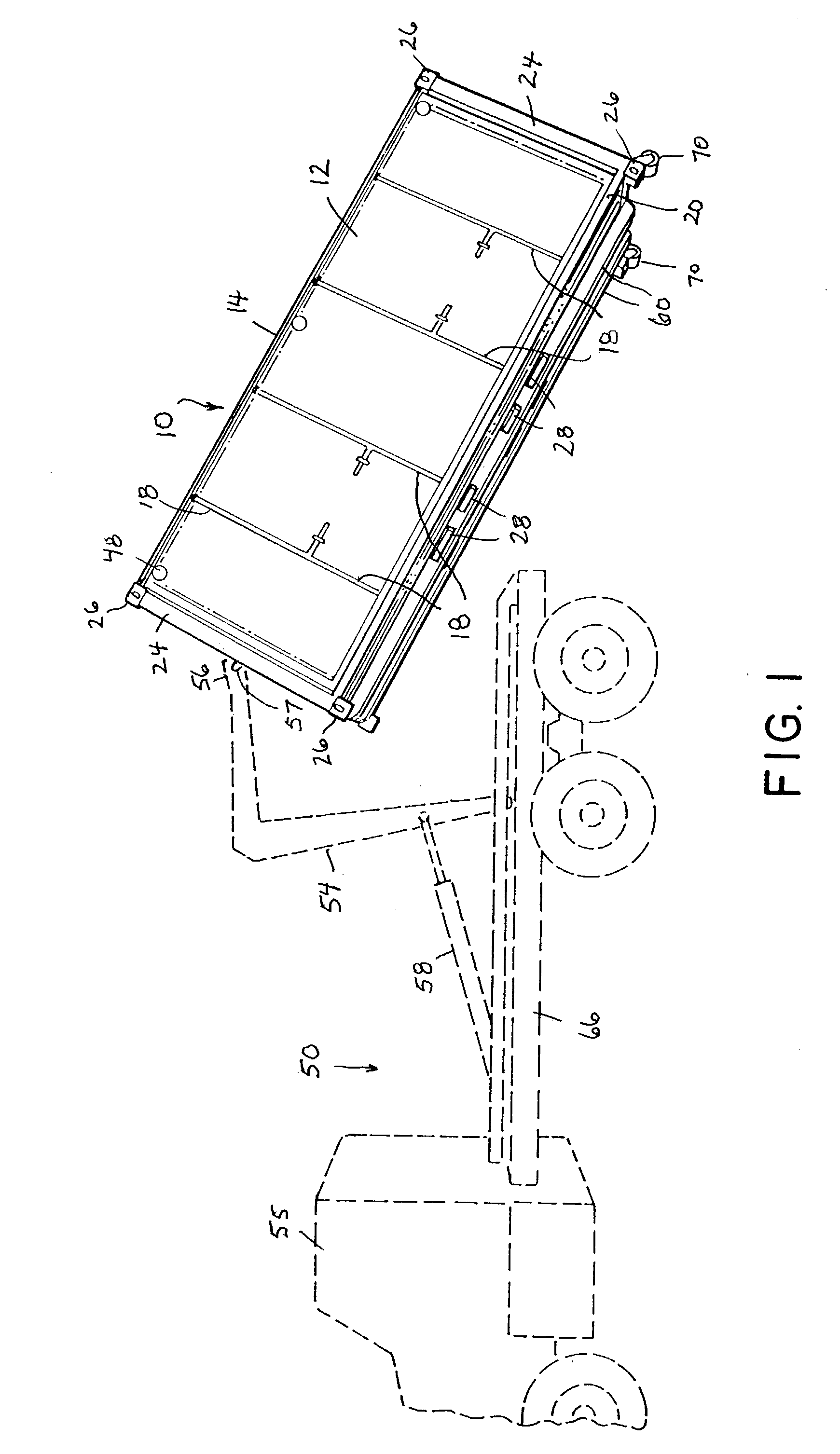 Collapsible containerized shelter transportable by self-loading vehicles