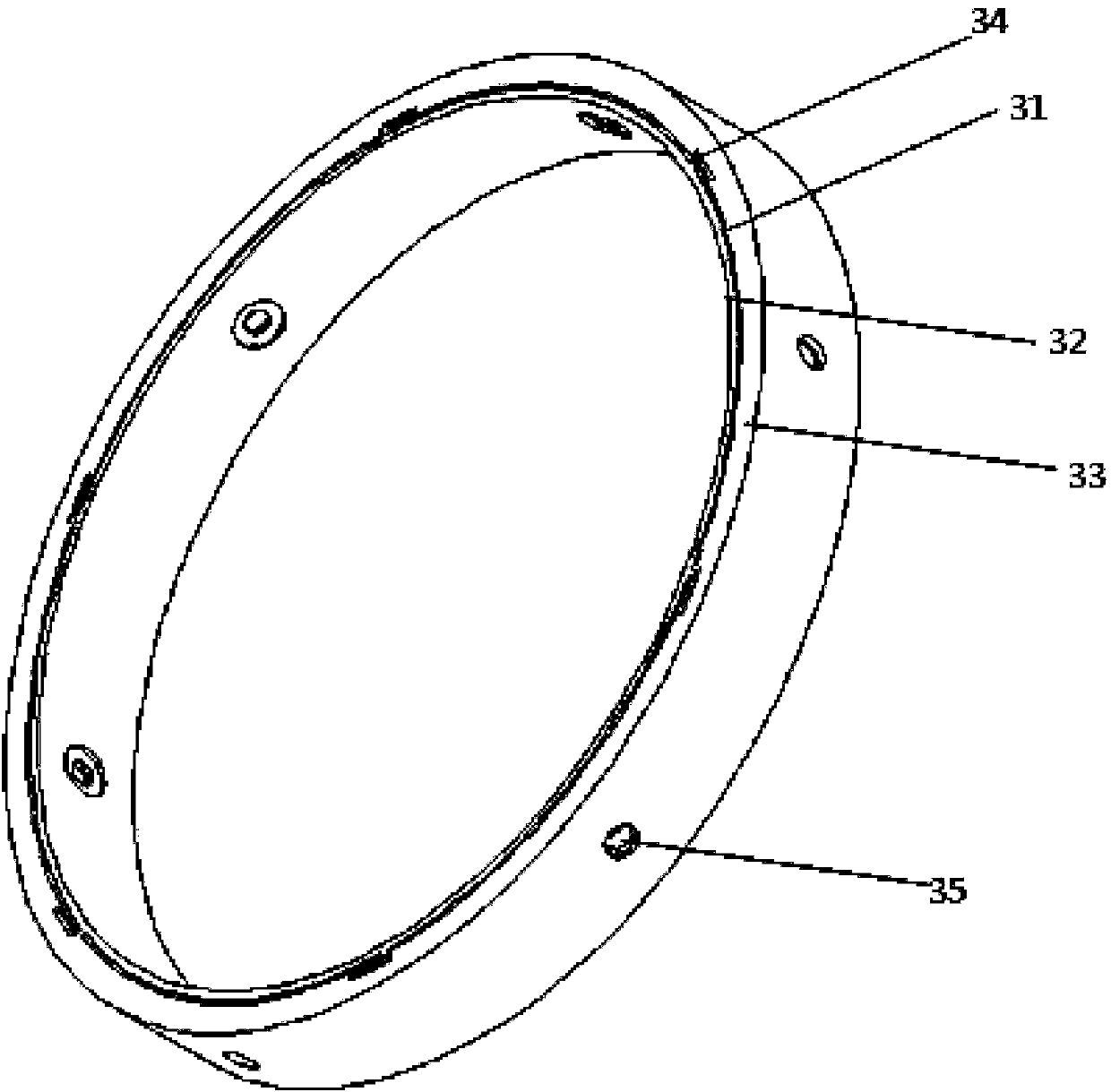 Stress-free clamping flexible device for high-precision standard lenses