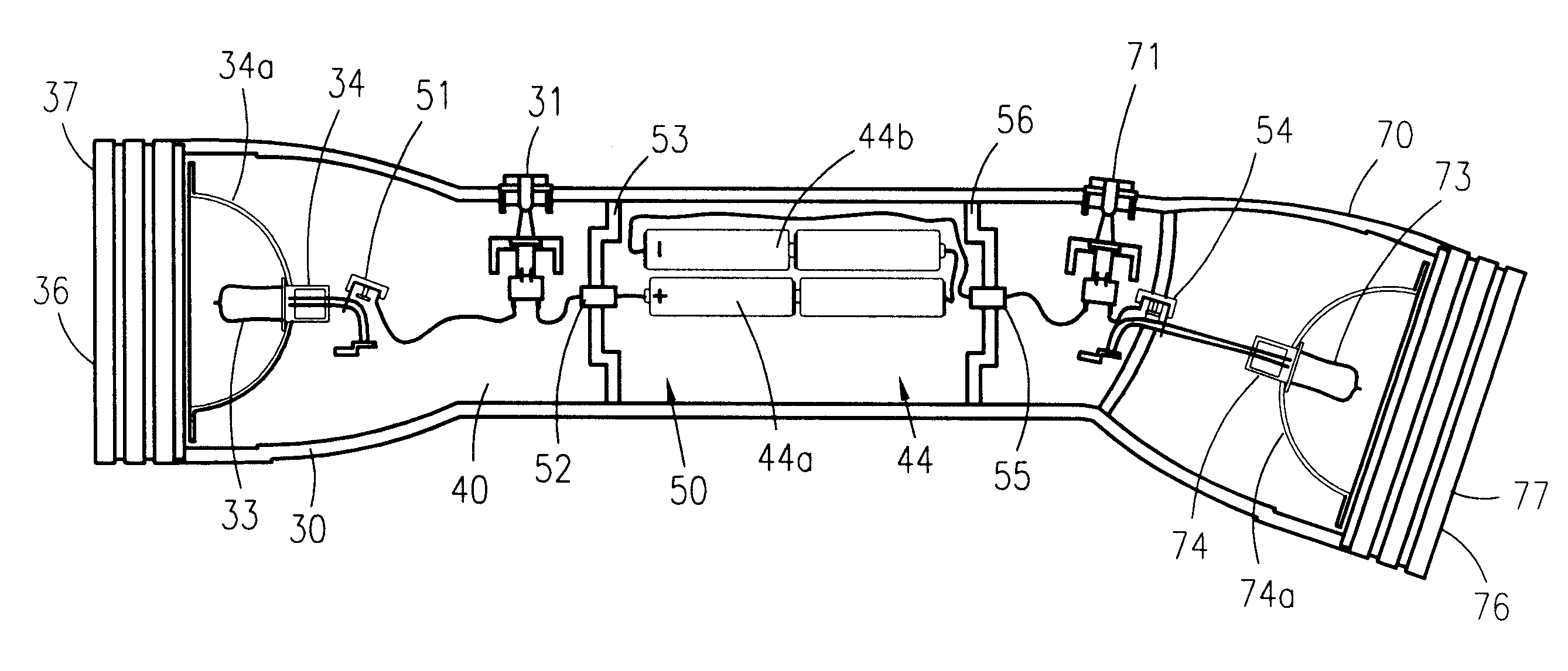 Dual-beam light assembly with adjustable posterior head
