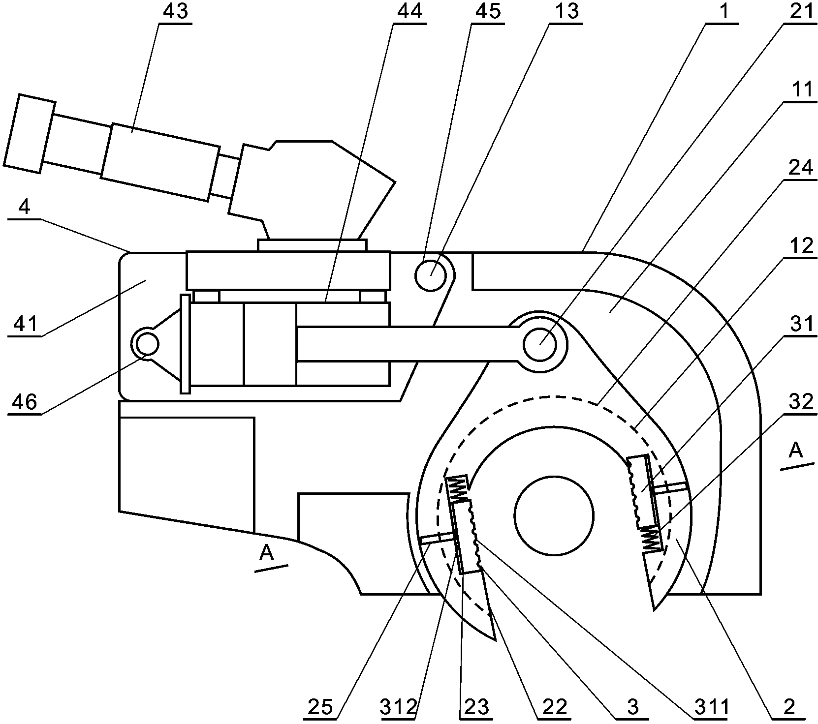 Open-type hydraulic torque wrench