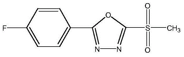 Compound composition containing 2-(p-fluorophenyl)-5-methanesulfonyl-1,3,4-oxadiazole and chlorobromoisocyanuric acid and preparation