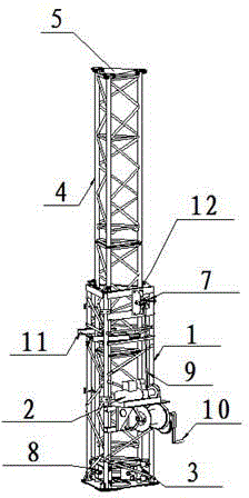 Lifting antenna tower and erection method thereof