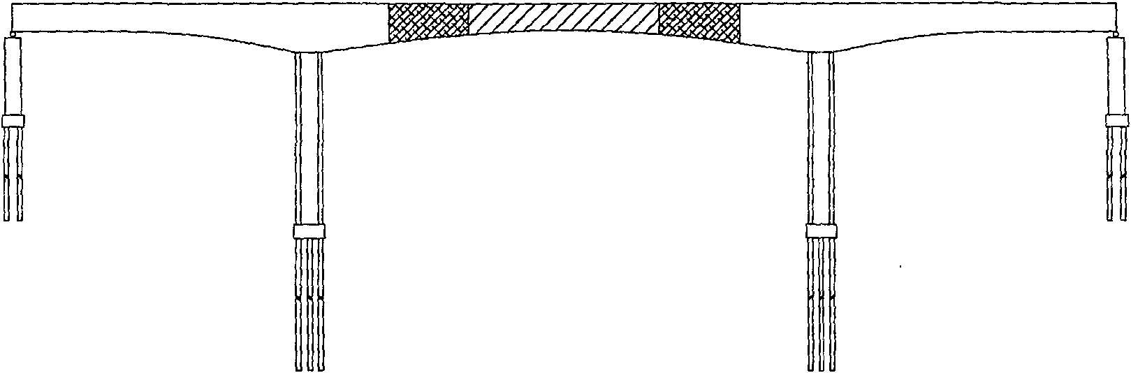 Continuously strong bridge structure with variable concrete density gradient