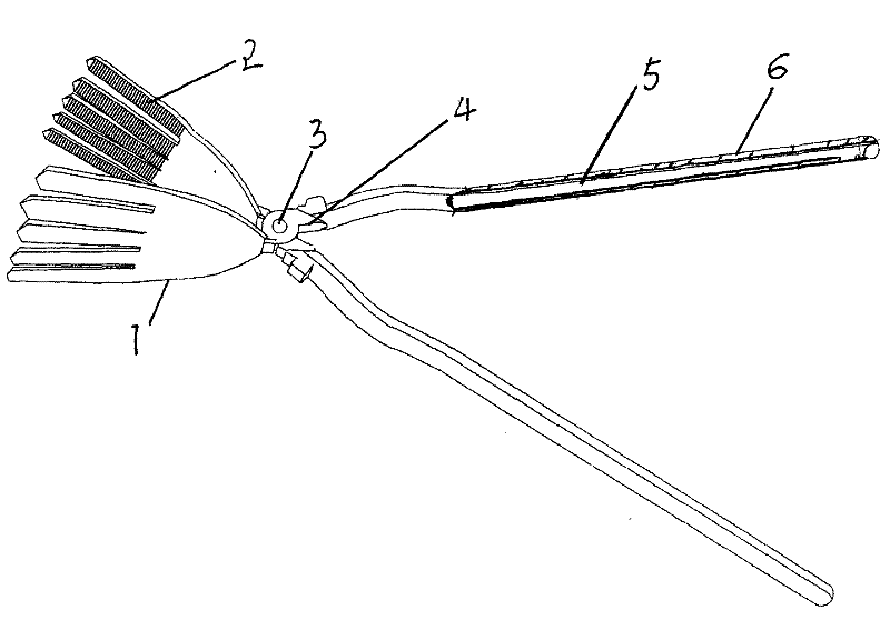 Special hand-shaped tongs with long insulated handles for removing bird nest from transmission tower