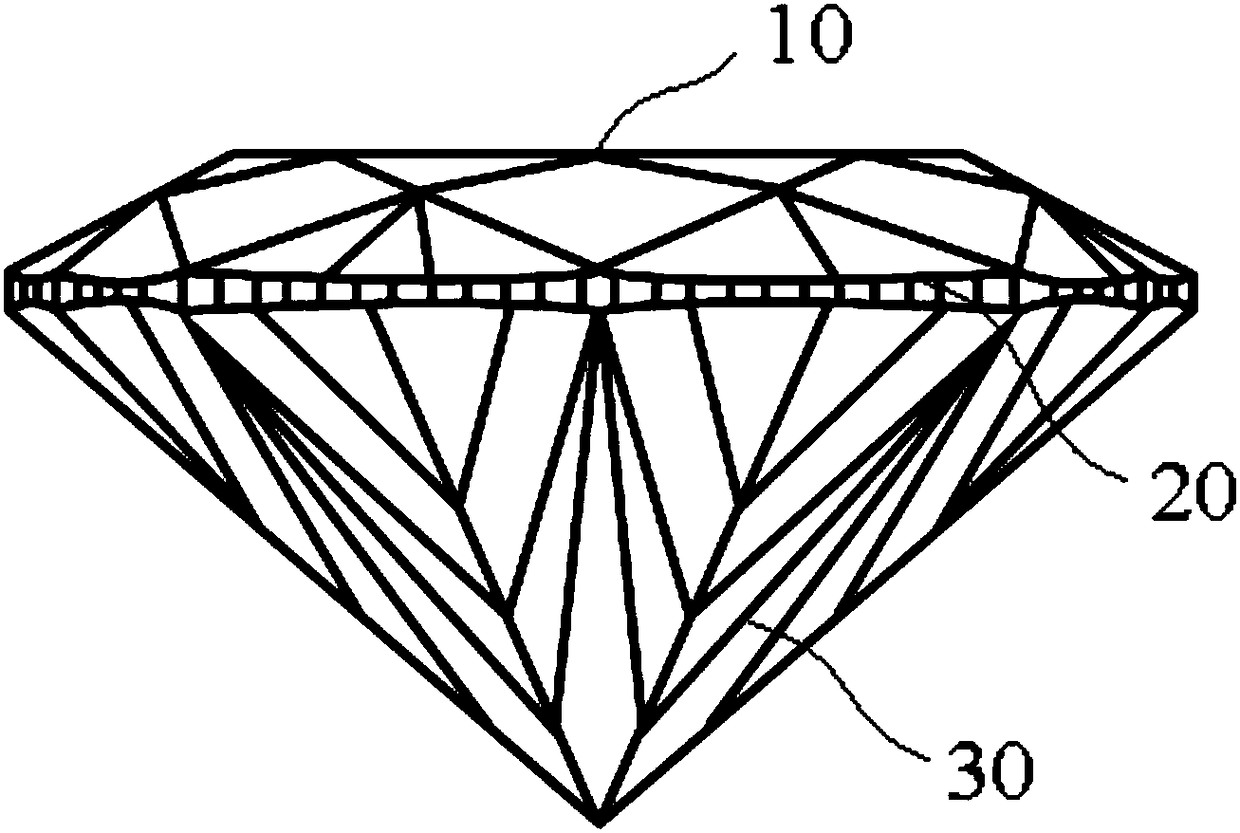 The 101-faceted diamond structure and its cutting method in the shape of a blue lotus inside