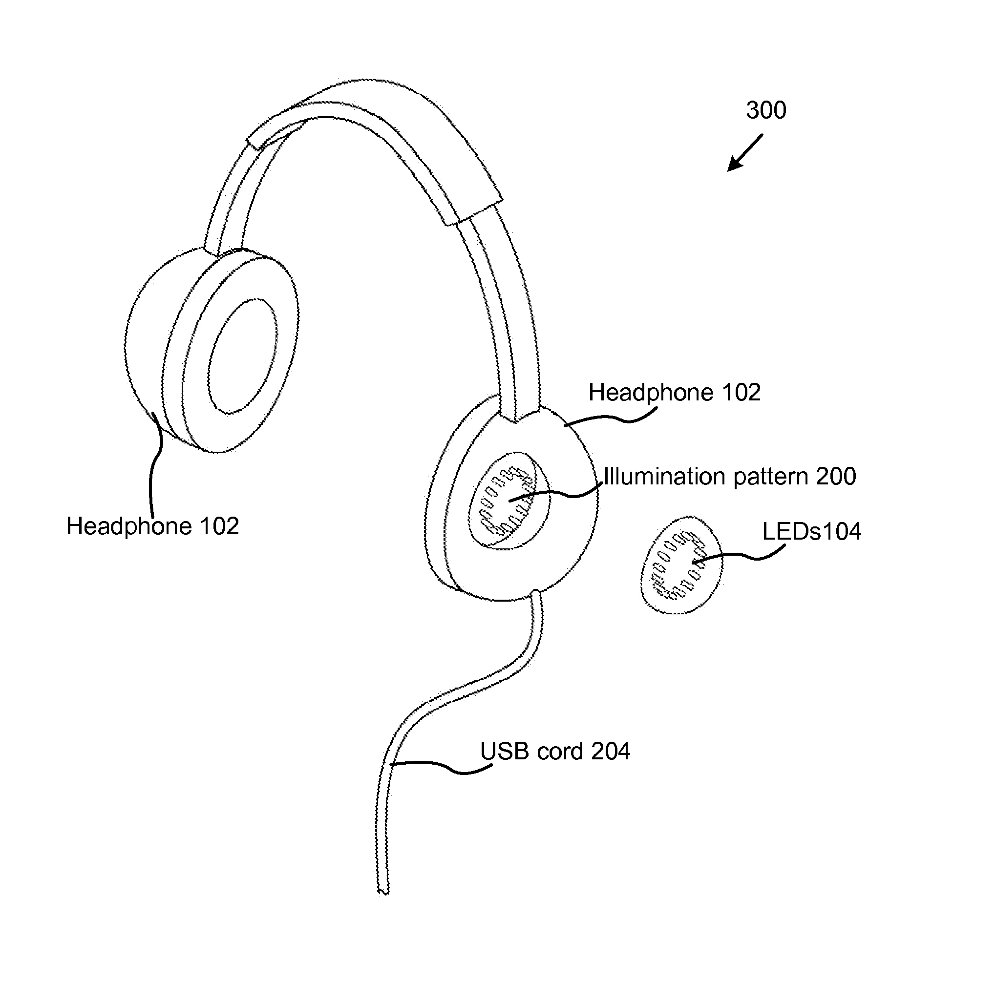 System and method for illuminating a headphone to indicate volume and/or beat
