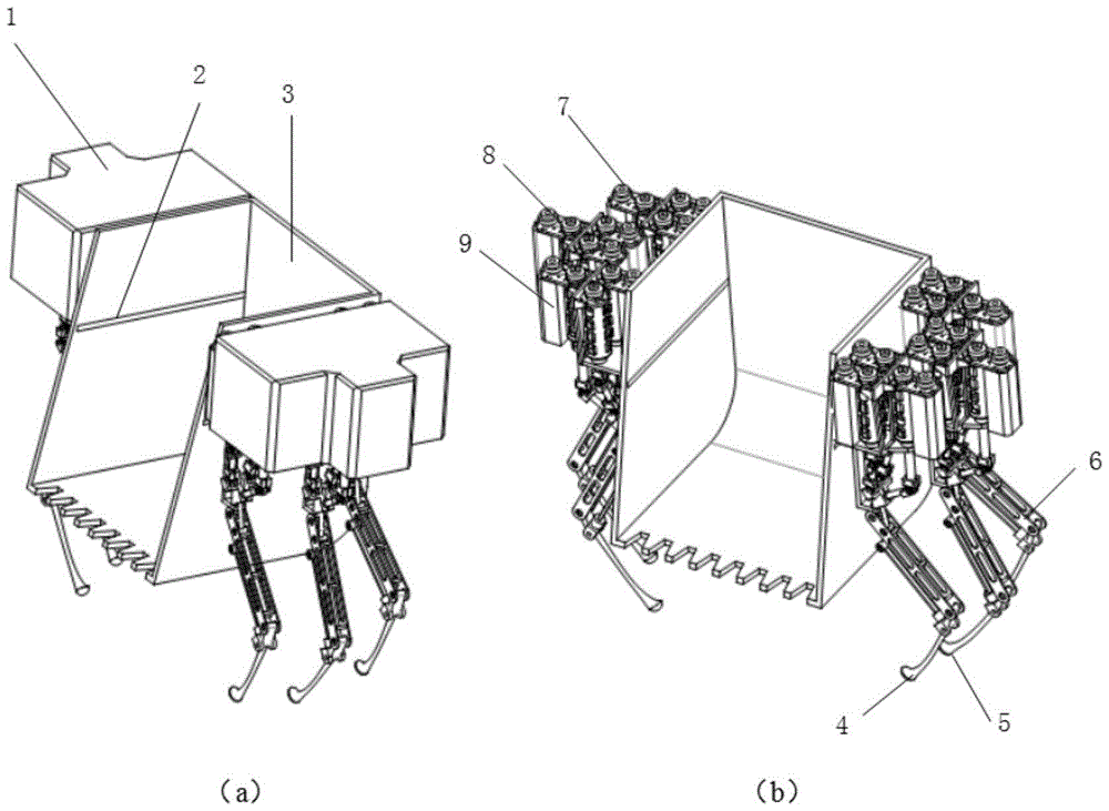 Eighteen degrees of freedom robot with bucket