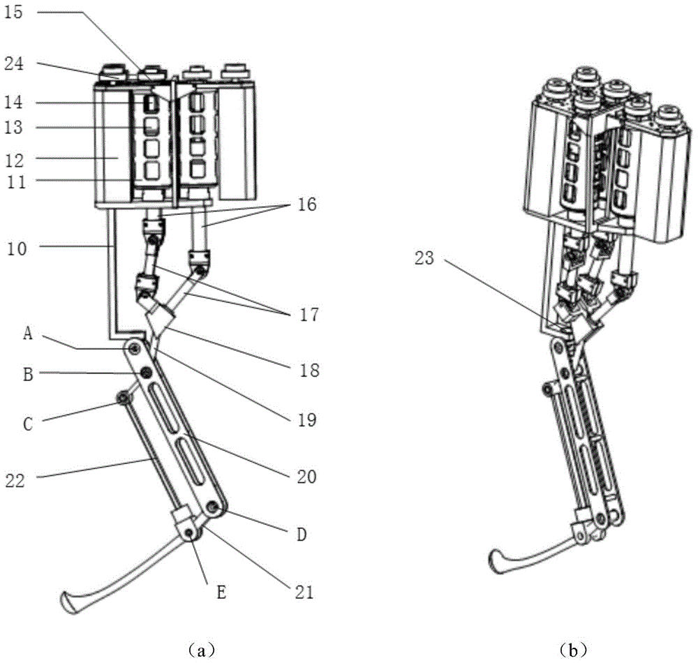 Eighteen degrees of freedom robot with bucket