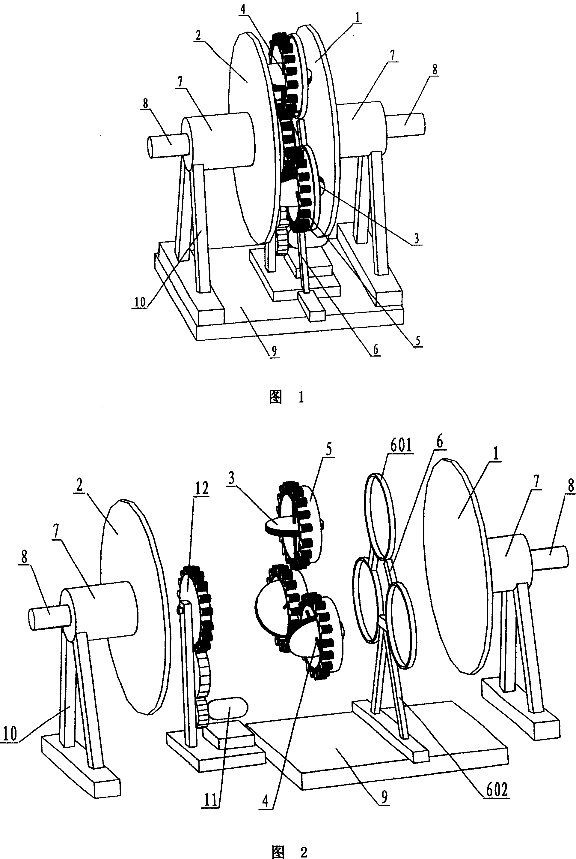 Frictional disk drive mechanism of multiple rollers