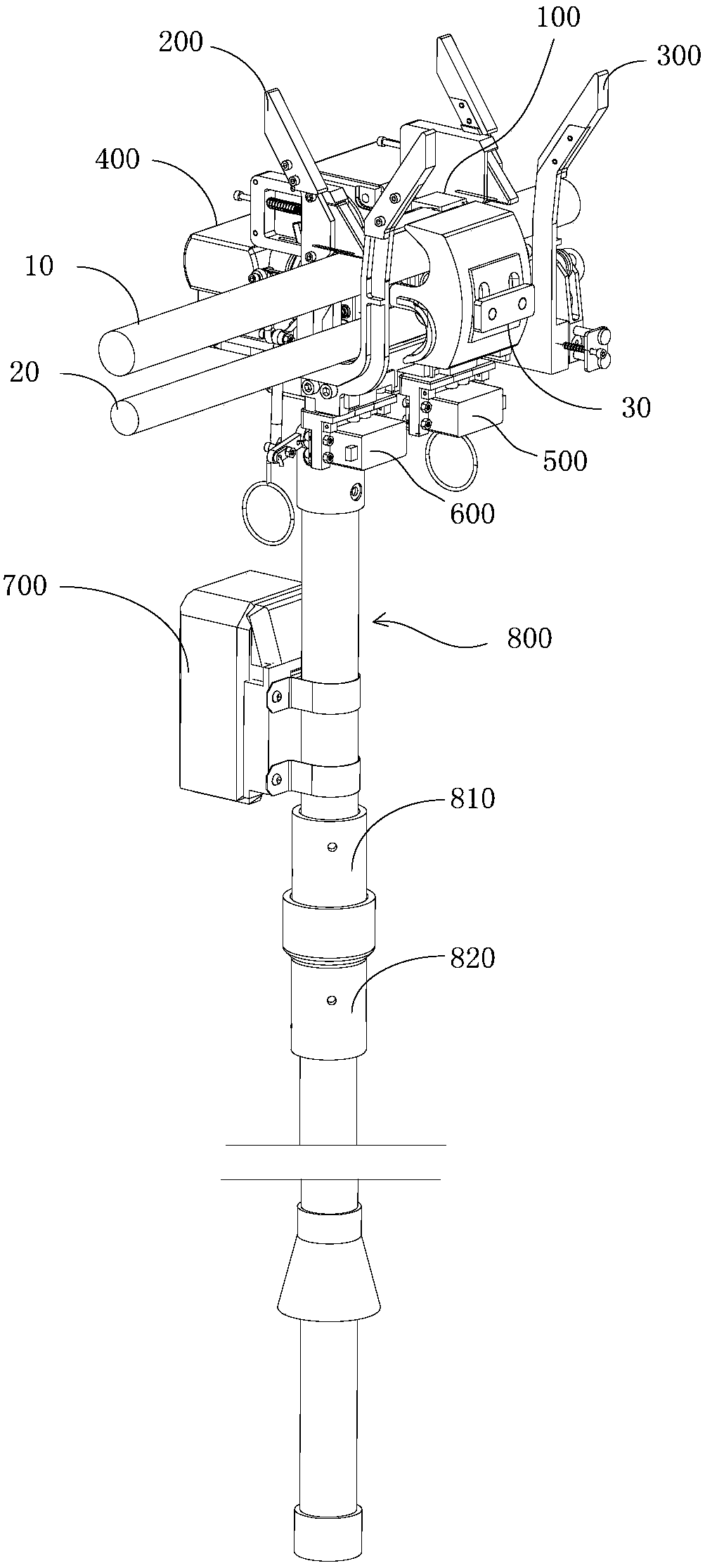 Piercing wire connector live working wire-connecting apparatus and branch wire clamping apparatus thereof