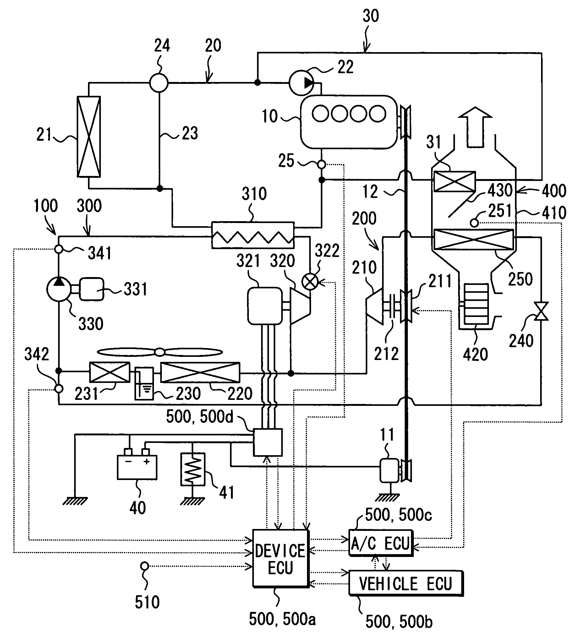 Waste heat utilization device and control method thereof