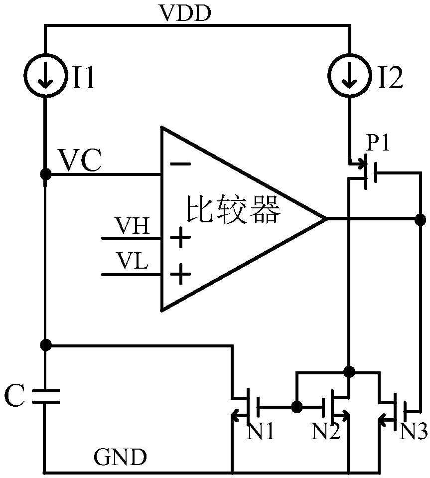 Low power consumption oscillator circuit with selectable frequency