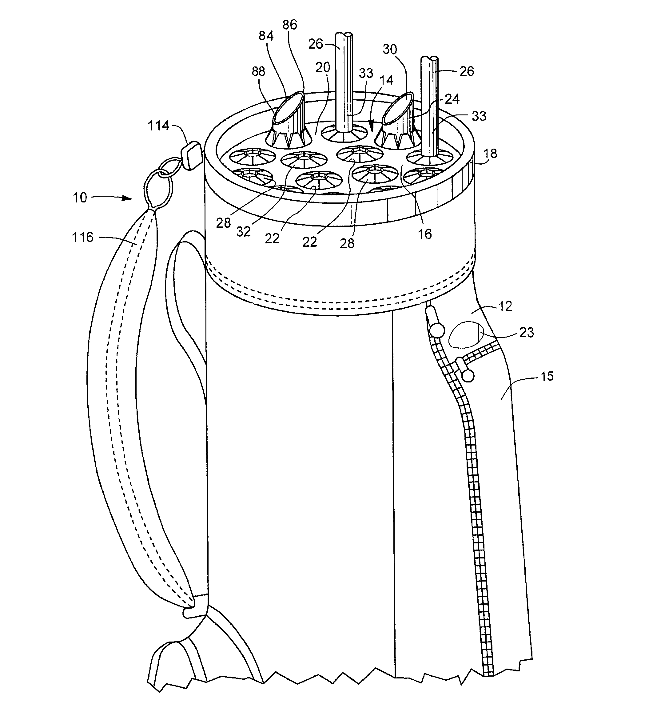 Locking golf bag