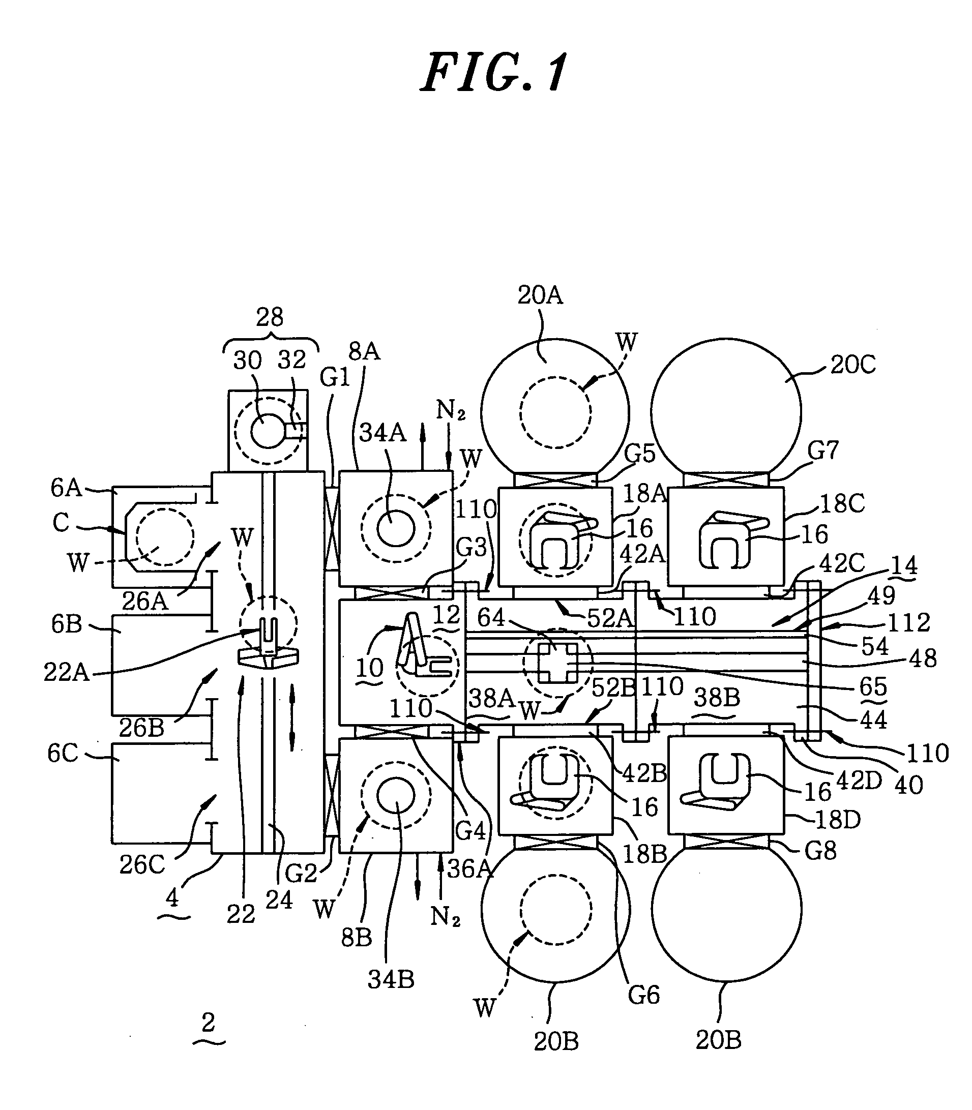 Processed body carrying device, and processing system with carrying device