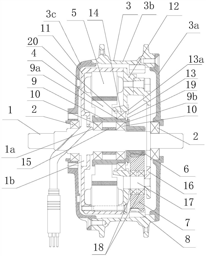 Clutch-free through shaft type inner rotor hub motor