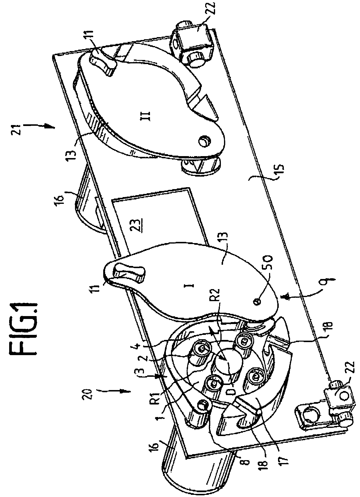 Peristalic pump having hinged backing plate