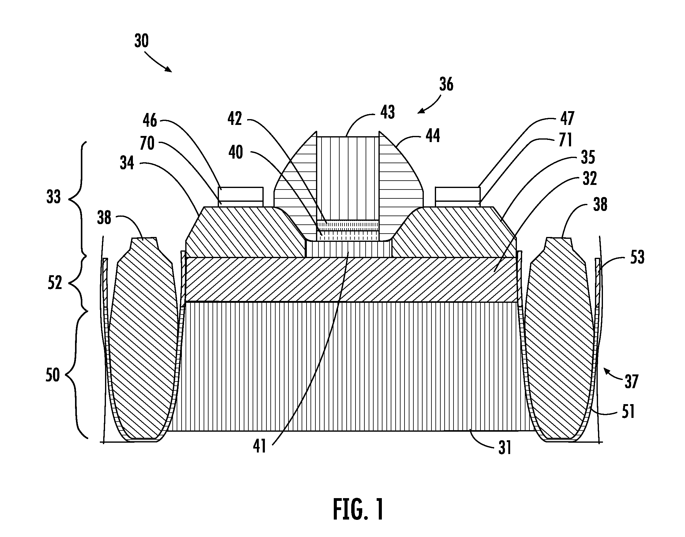 Electronic device including shallow trench isolation (STI) regions with bottom nitride liner and upper oxide liner and related methods