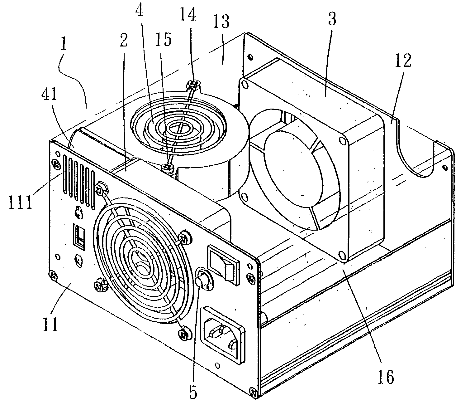 Power supply capable of dissipating heat from computer unit