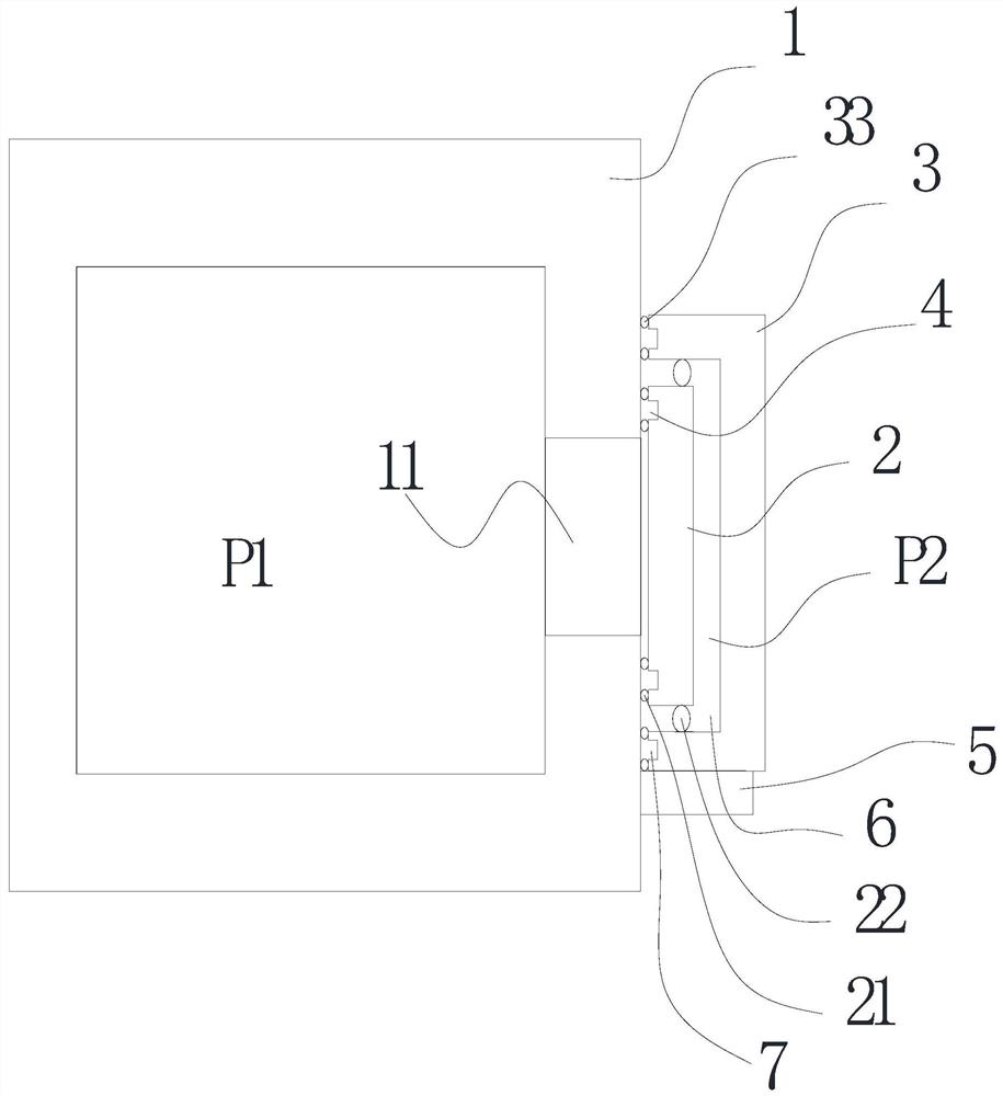 Sealing box door assembly and sealing box comprising same