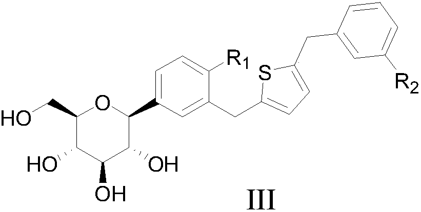 C-triaryl glucoside compound, preparation method and application of C-triaryl glucoside compound