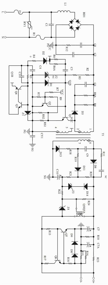 Discrete component self-vibration type silicon controlled rectifier depth dimming circuit