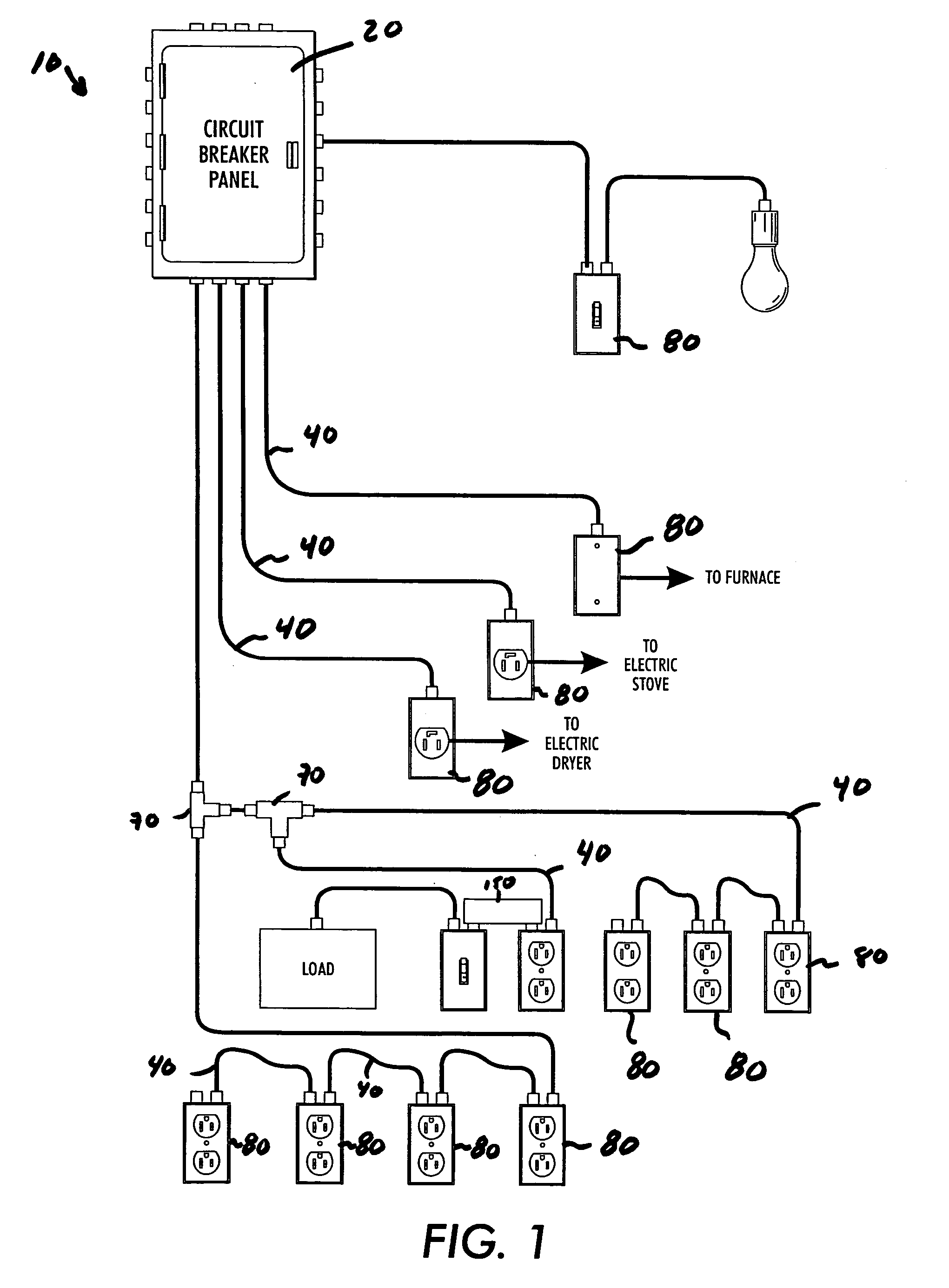 Module with interconnected male power input receptacle, female power output receptable and female load receptable