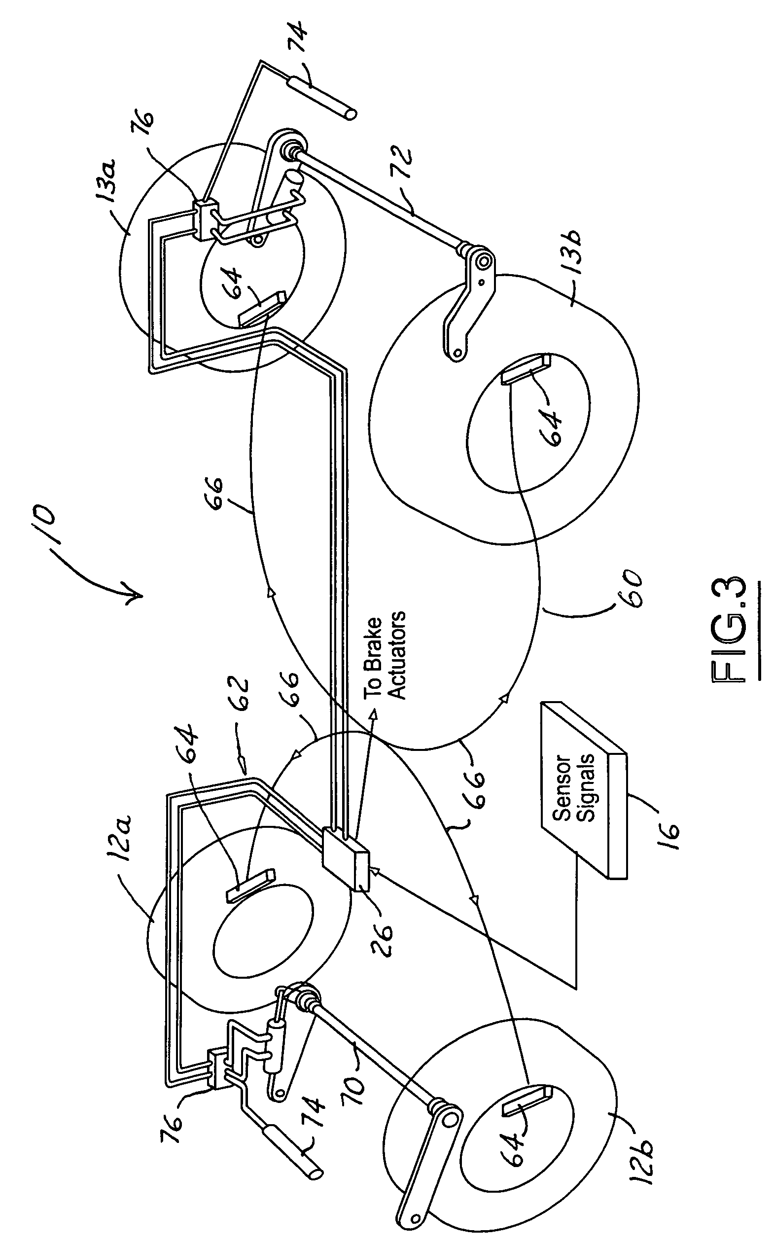 Roll stability control system for an automotive vehicle using coordinated control of anti-roll bar and brakes
