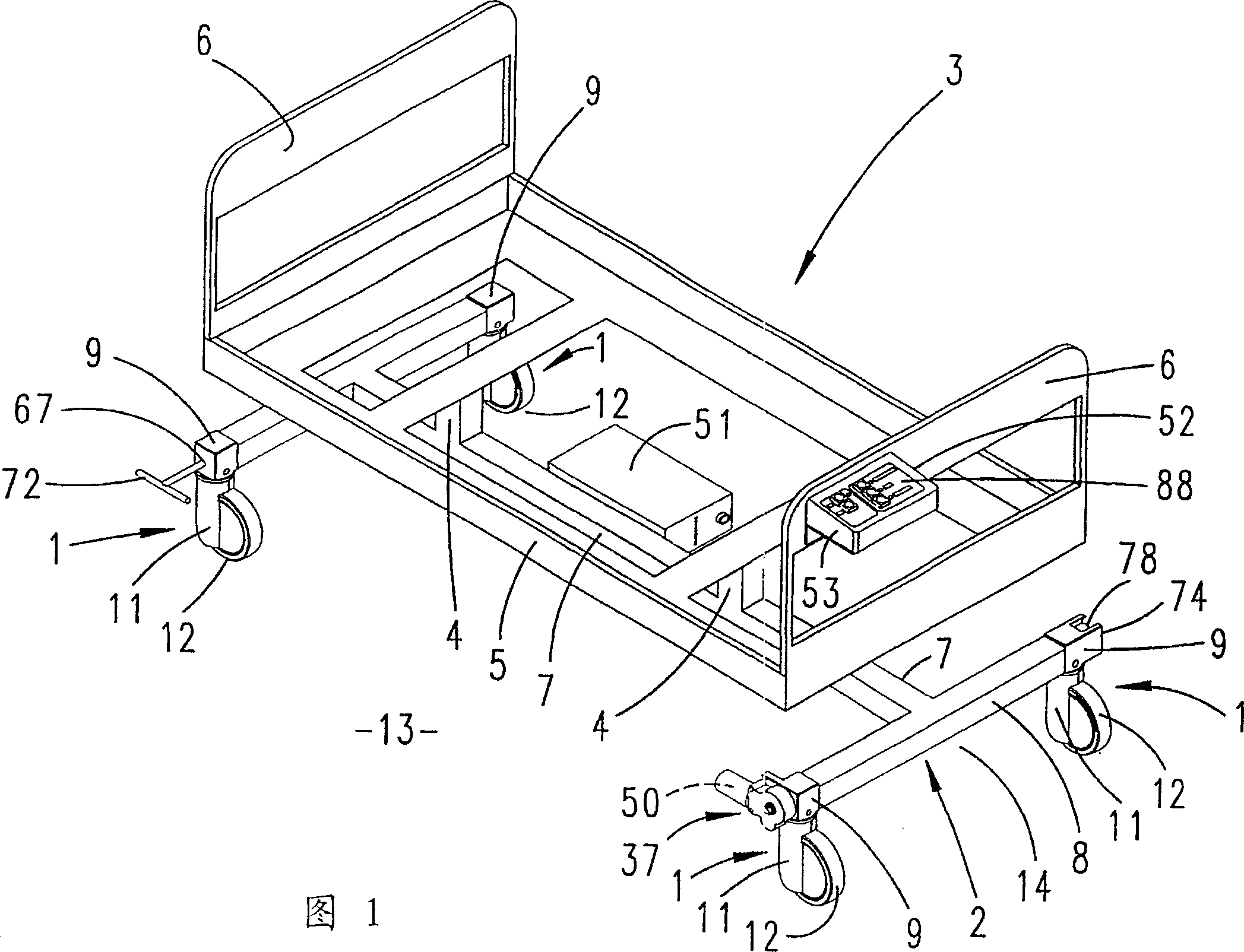 Castor type roller controlled by motor